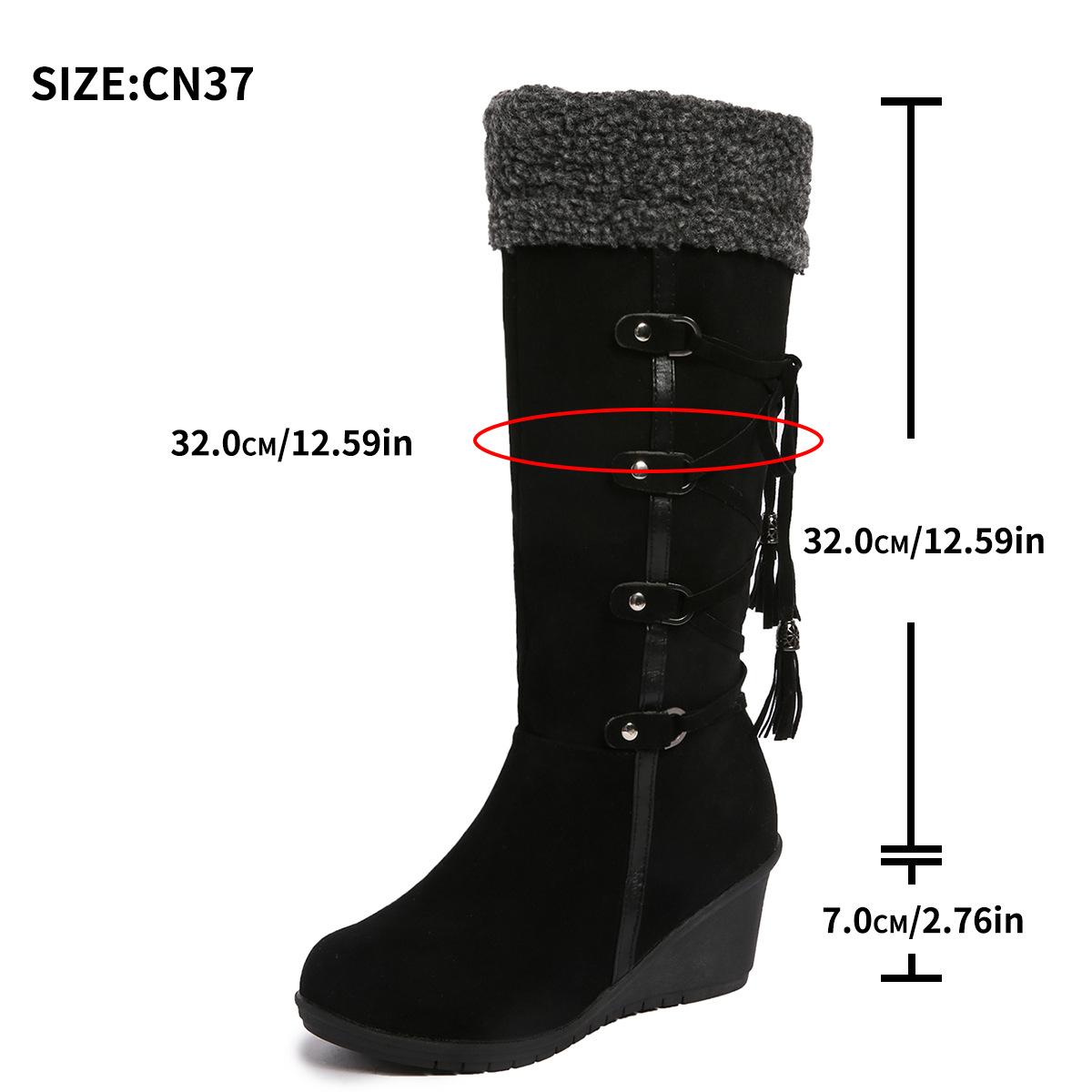 

Plus Size Shoes for Women Winter Fashion Warm Round Toe Platform Wedges Comfortable Non-slip Mid-calf Snow Boots Women Shoes 42 чорний
