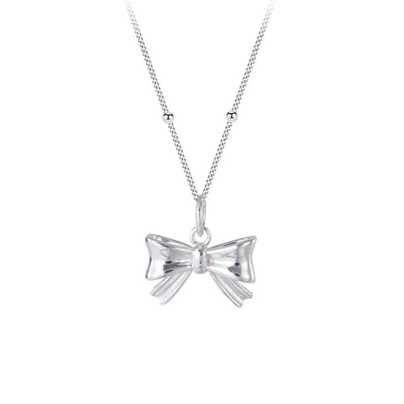 White Bow Necklace French Minimalist Choker Chain Women Luxury Accessory