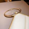 Gold Plated Zircon Titanium Steel Korean Minimalist Bangle | Versatile High-End Bracelet for Women