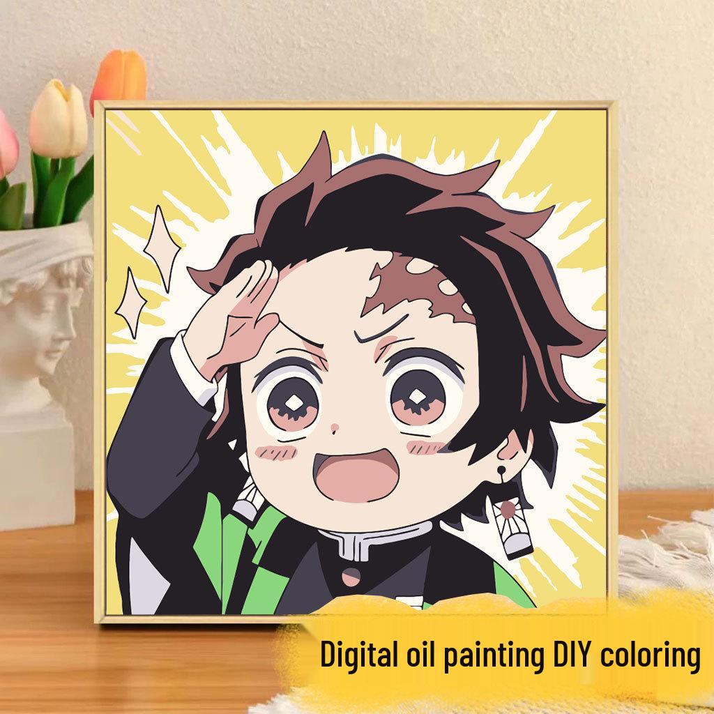Kit Pittura ad Olio Digitale Anime Demon Slayer Fai da Te per Bambini