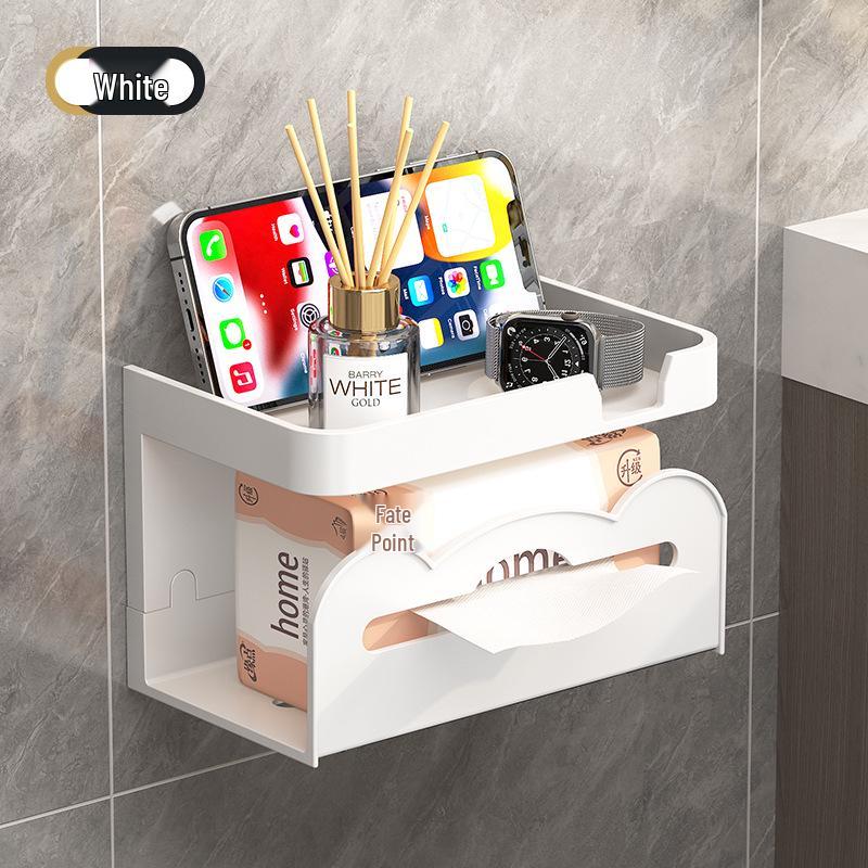 Wall-Mounted No-Punch Bathroom Tissue and Towel Holder