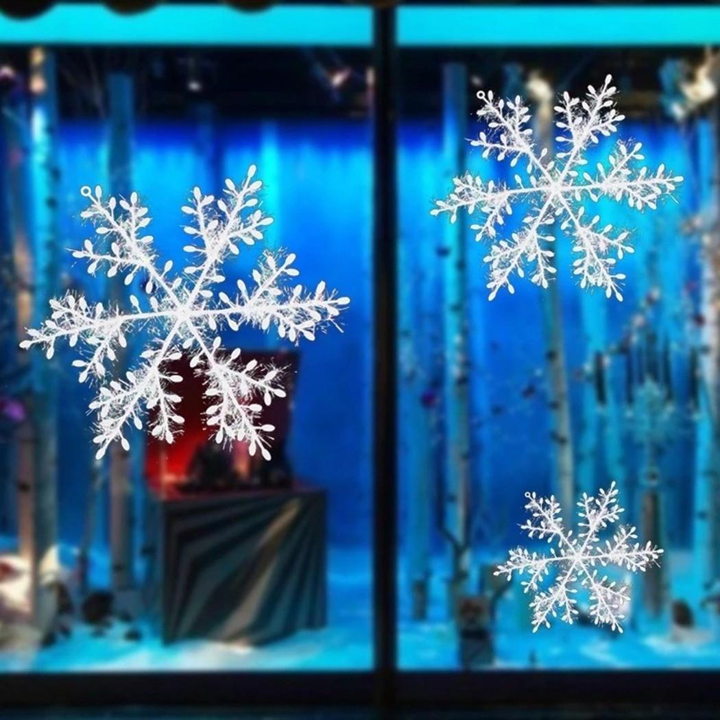 

30 Pcs Artificial Snowflakes Christmas Decoration Materials Christmas Tree Hanging Pendant Home Outdoor Holiday Decor Plastic 11cm