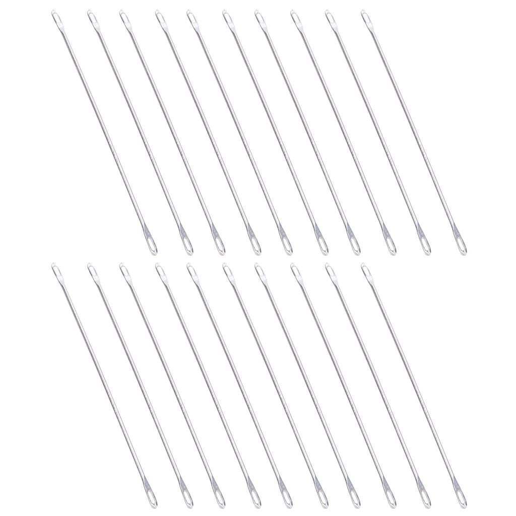 20 Pcs Double Eye Needle Metal 9cm Long Transfer Needle Fit for Knitting Machine