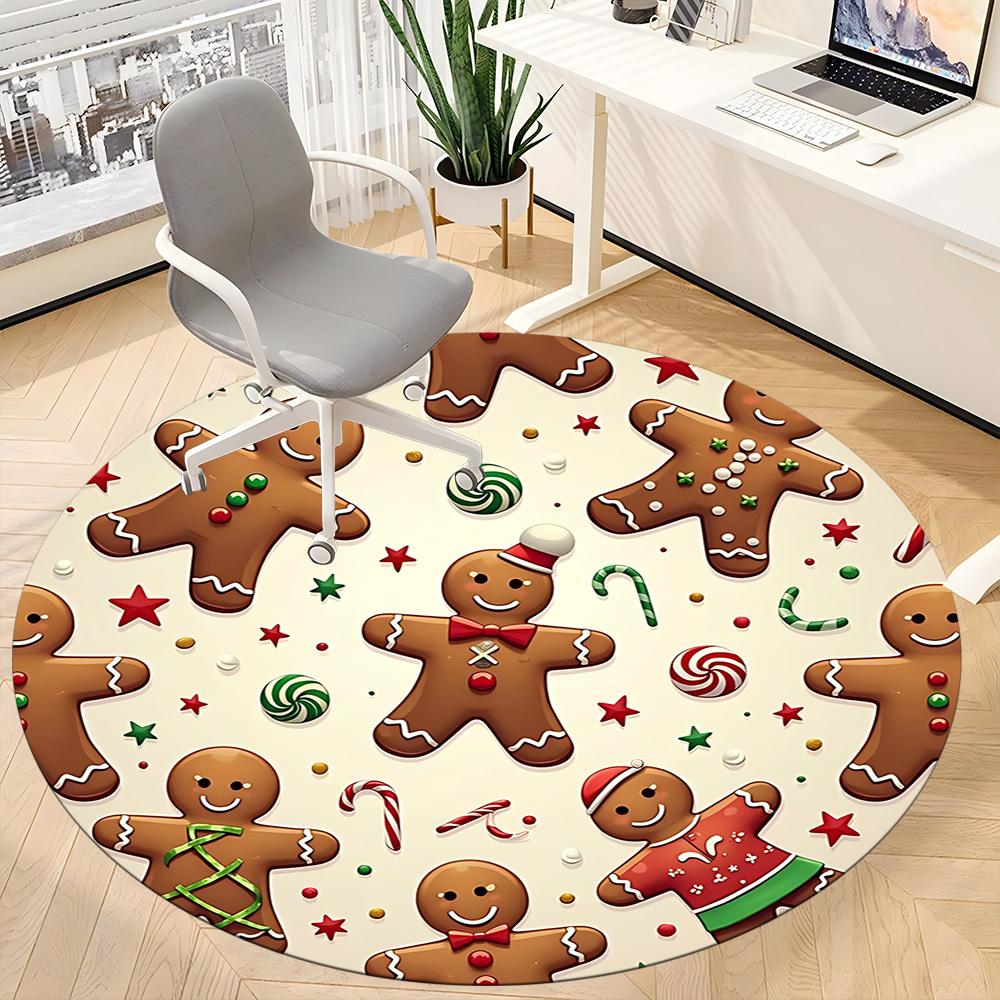 1pc Gingerbread Man Cookies Chair Carpet for Office, Non-slip, Soft and Durable Office Rug, Perfect for Office yy251227118
