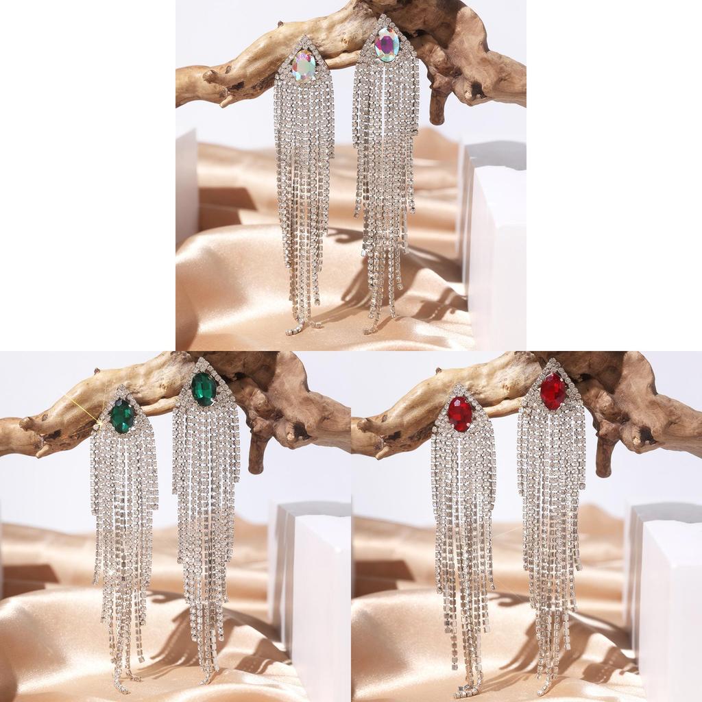 Artificial Crystal Dangle Earrings With Geometric Design For Bridal And Evening Wear