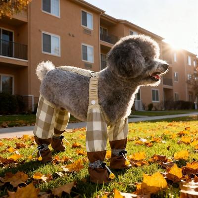 Pet Strolling Pants Dustproof Anti-Slip Jumpsuit Small Dog Full Leg Protection Reflective Stripe Pet Pants Adjustable Waterproof