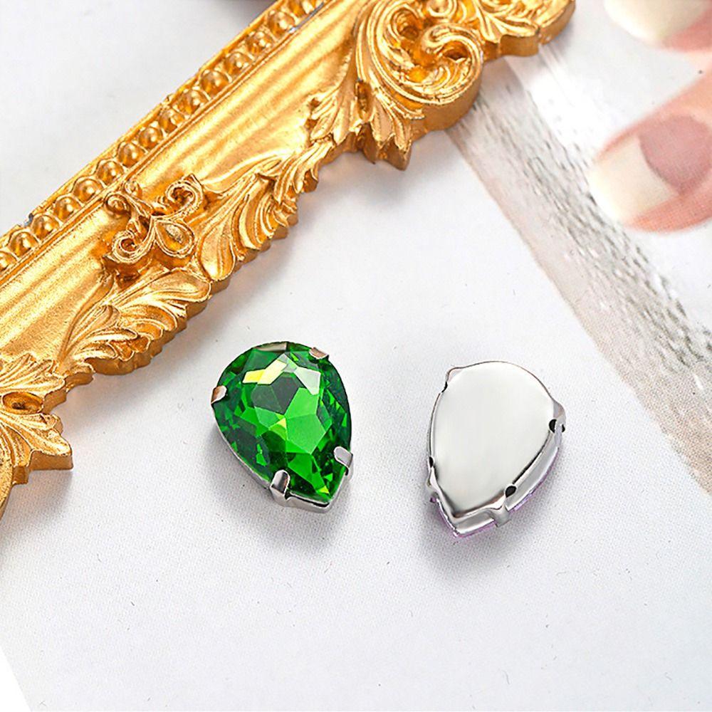 50Pcs/Pack Teardrop Shape Glitter Sewing Rhinestones Diamond Beads Ornament  For Needlework