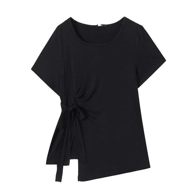 New Style Oversized Women's T-shirt with Unique Irregular Opening and Trendy Design for Summer, Suitable for Those Looking for A Youthful Look.