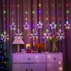 LED Star Moon Window Curtain Lights with USB Remote Control Christmas Five-Point Star Moon Snowflake String Lights