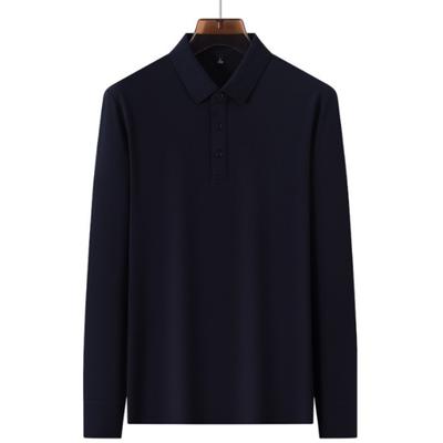 Business Men's Casual Solid Color Autumn and Winter Long Sleeved Base Shirt with a High-end Feel and a Polo Collar