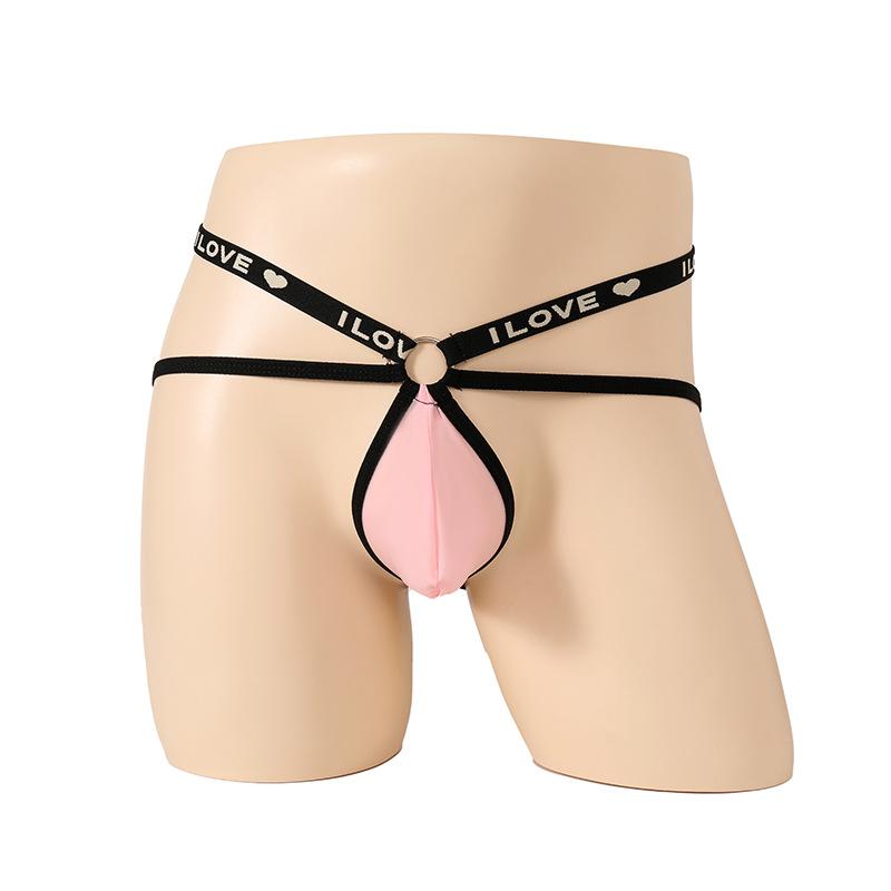 Men's sexy thongs, suspenders, elastic pockets, transparent men's T-pants, sexy boxers