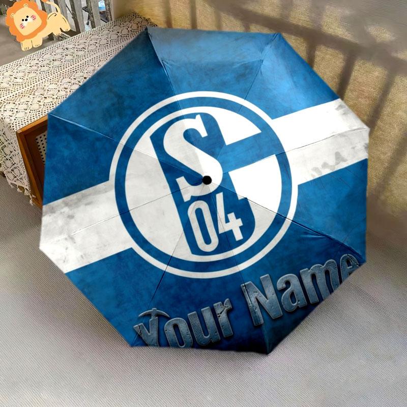 1 PC Automatic Folding Umbrella - FC Schalke 04 Custom Name Pattern, Portable & Foldable Design with 8 Ribs, Christmas Birthday Gifts