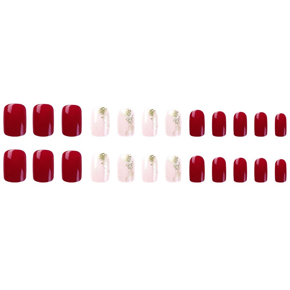 Tragbare Maniküre Weihnachten Französische Falschnägel Quadratischer Kopf Aufdrücknägel Mode Falschnagel Frauen