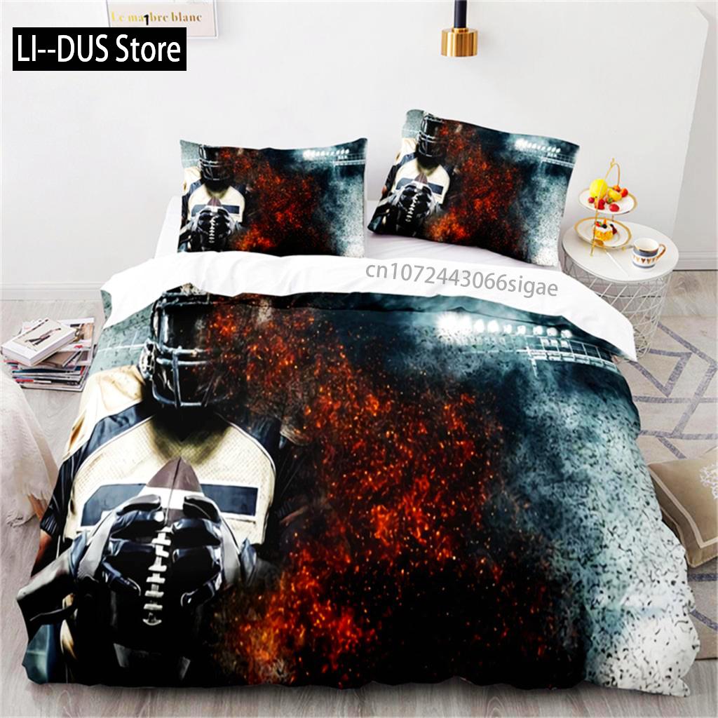 Twin Boy Sports Duvet Cover Football Bedding Set Microfiber Ball Sport Comforter Cover For Kids Teen Men Gifts Bedroom Decor