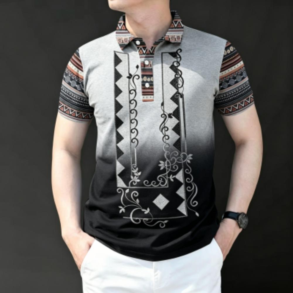 Fashion Men s 10 Color Print Polo Shirt Men s Outdoor Street Short Sleeve Tees Top Summer Home Casual T-shirt Men s and Women s Polo Shirt S