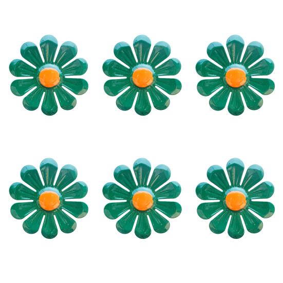 Iron Sunflower Decor 6Pcs Metal Flowers Wall Decor, Flower Ornament Art, Decorative Set Hanging Decoration Garden for Outside Indoor Patio,
