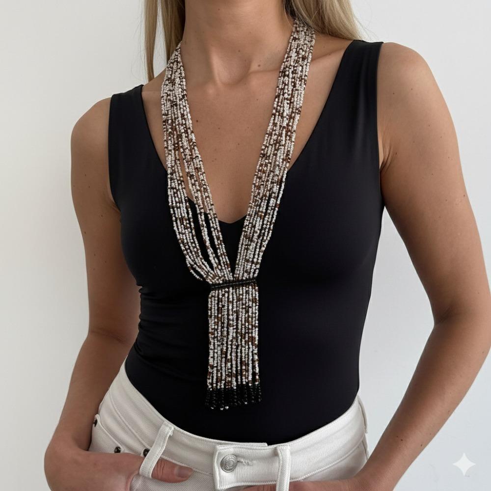 Gold Multi-Layer Beads Necklace Floral Multi Layer Choker Simple Bohemian Necklace  Girls Style 3