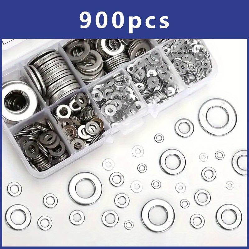 900-Piece 304 Stainless Steel Flat Washer Set M2-M12