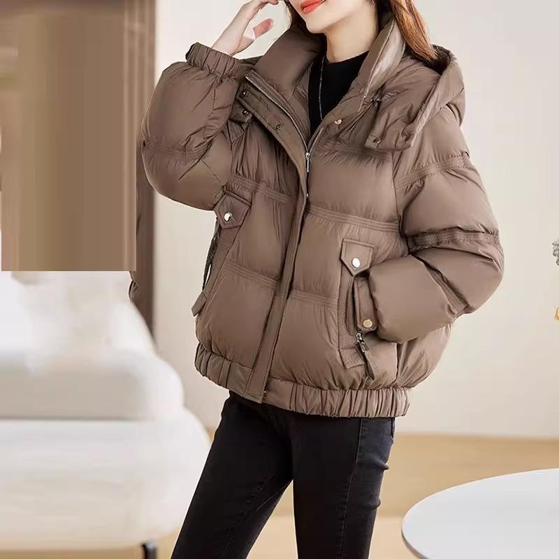 

Winter 2023 High-End Hooded Down Jacket: Stylish, Thick, and Warm S чёрный