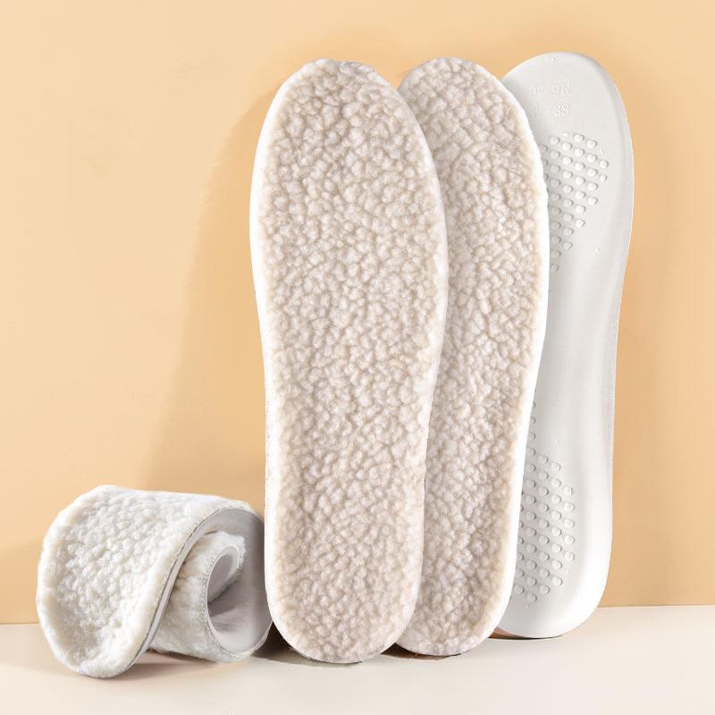 

Латексная стелька из овечьей шерсти Хлопковая обувь Зимняя тепло Стельки Мягкая подошва обуви Толстый плюш удобные Подушечки для обуви 1 пара EU45-46