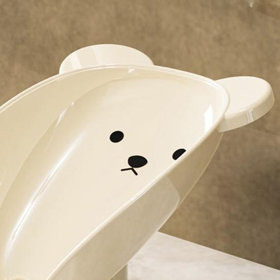 Soap Box Cartoon Bear Shape Anti-slip Soap Tray 45-degree Inclined Design Large Capacity Anti-Slip Suction Cup Soap Dish