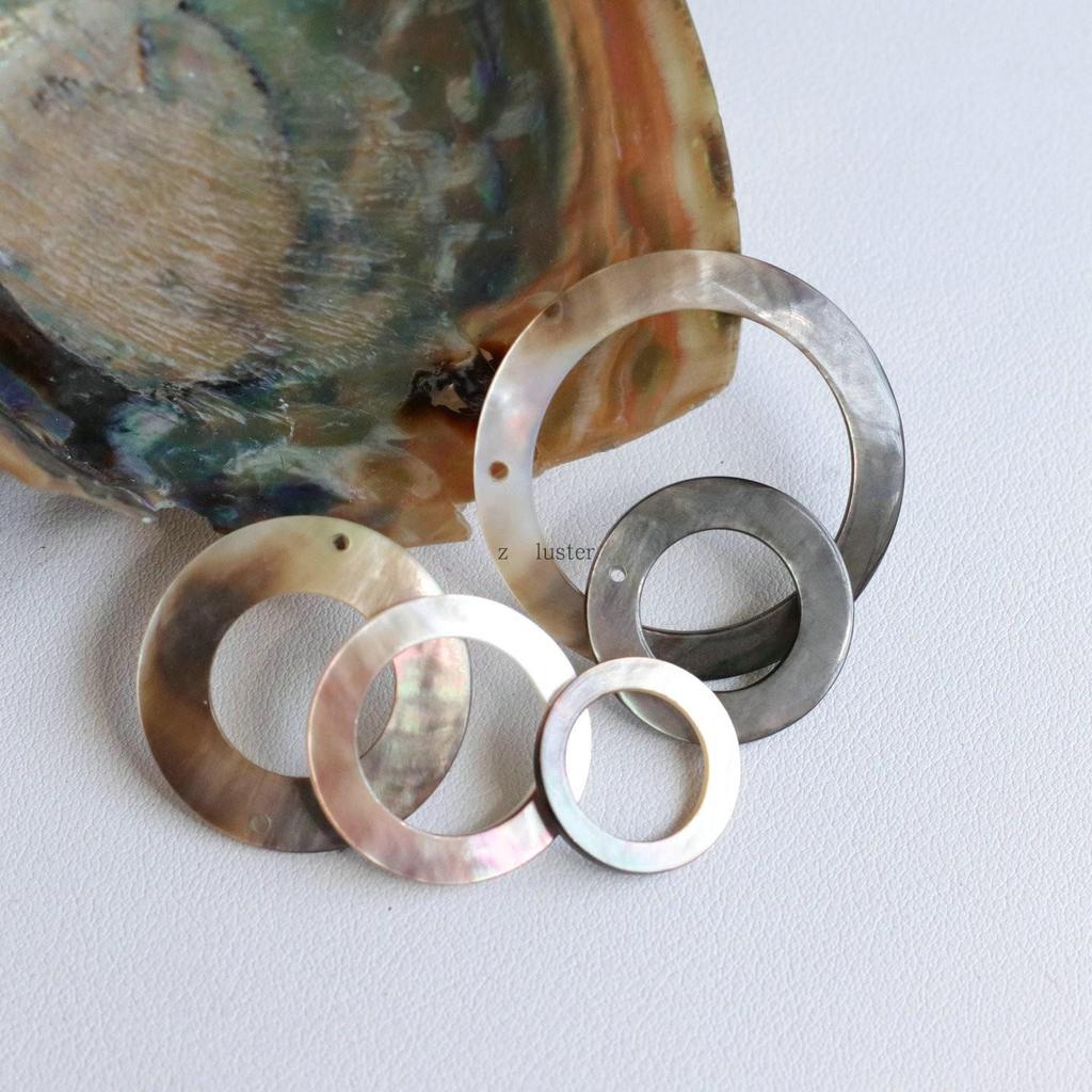 Black Mother-of-Pearl Shell Circle Earrings Hairpin Jewelry Accessory