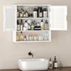 Bathroom Wall Cabinet, Slatted Door, Adjustable Shelf, Open Compartment, 60 x 20 x 60 cm, White