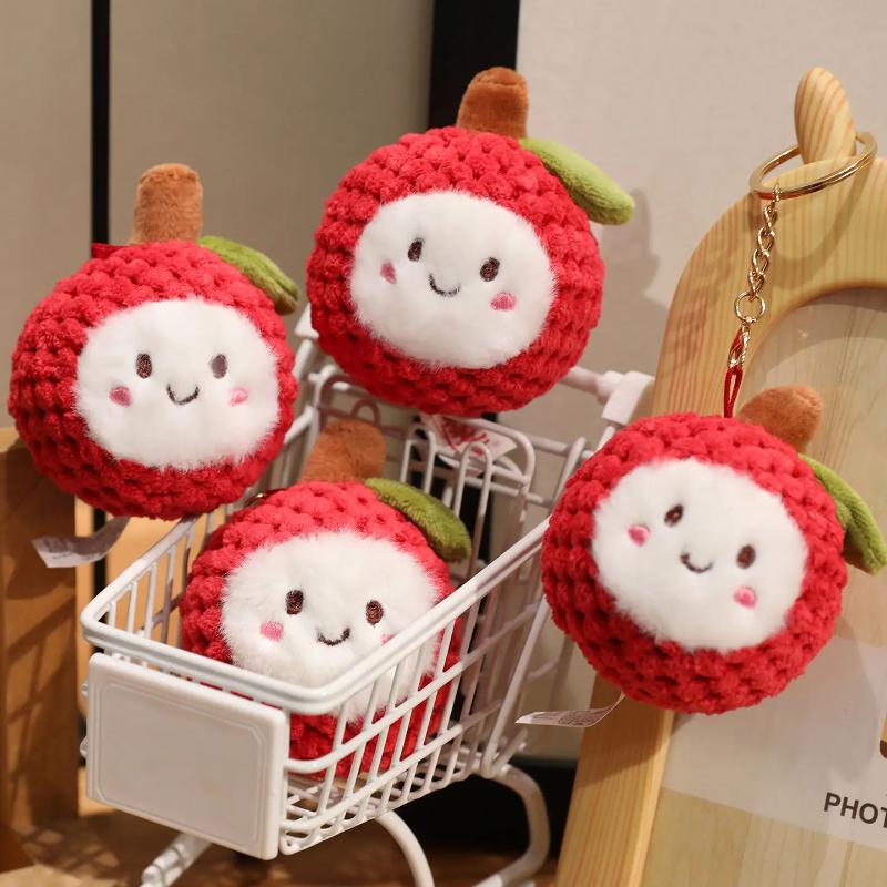 1 Piece Cartoon Simulation Fruit Toy 11Cm Kawaii Litchi Plush Keychain Funny Doll Bag Pendant Car Key Decoration Kids Gift