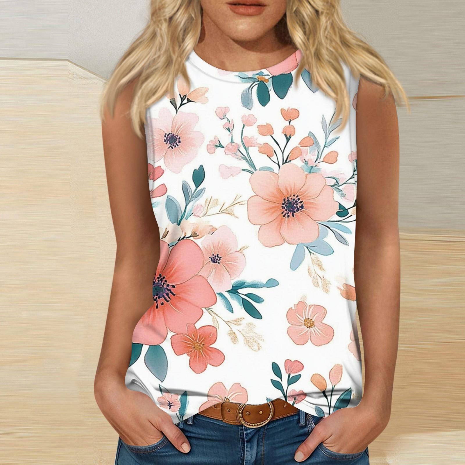 

Женские повседневные туники, топы для ношения с леггинсами, летние рубашки без рукавов с принтами, майки, блузки M розовый