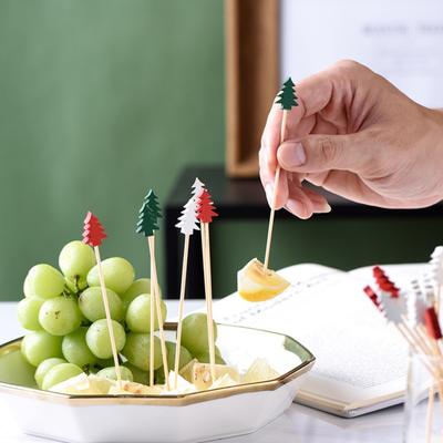 Fruit Sticks Exquisite Decorative Anti-deform Xmas Tree Snowflake Shape Disposable Fruit Sticks for Home