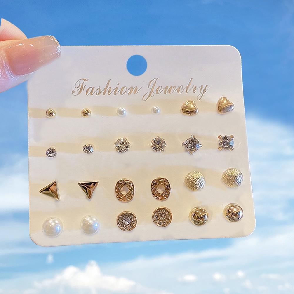 iF ME Fashion Pearl Earring Set Women Luxury Butterfly Love Heart Gold Stud Earrings Resin Hoop Earrings Jewelry Accessories