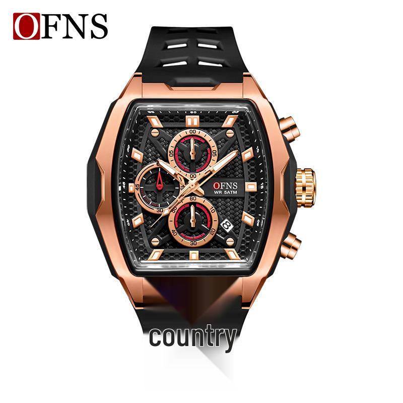 Oufanni Sportive Quartz Chronograph: Stylish Tonneau Men's Watch for Students with Multifunctional Design