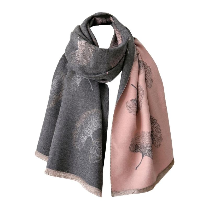 

Large Warm Shawl Wrap Leaf Print Tassels Winter Accessory Casual Crop Tassels Thick Oversized Shawl for Ladies