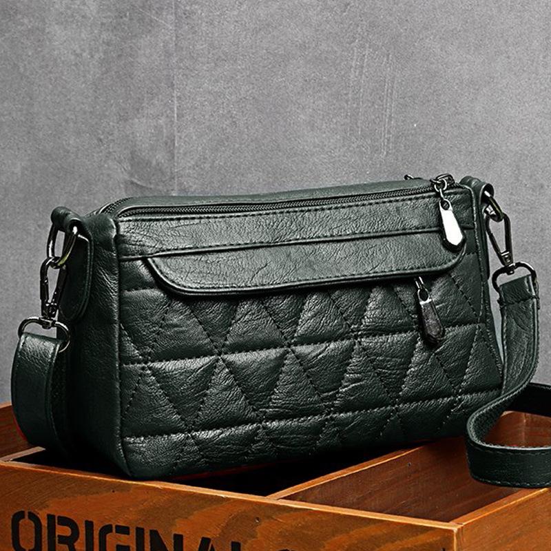 Женская сумка через плечо из искусственной кожи текстура мода дамы маленькая квадратная сумка женская повседневная сумка широкая сумка через плечо 201013cm зелёный 1585₽