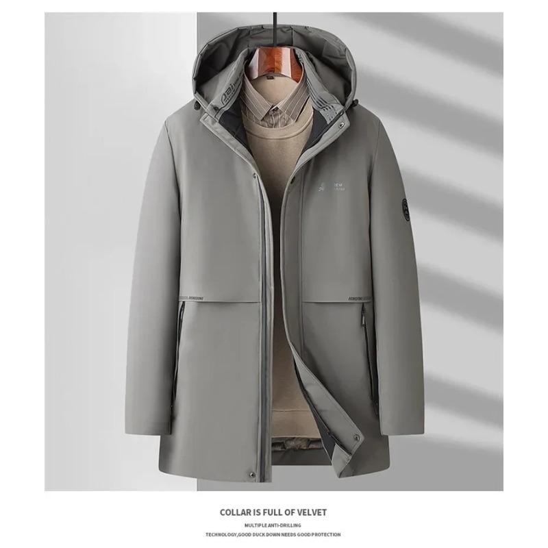 

Мужская зимняя куртка средней длины, термокуртка, плотная куртка, съемная шапка, длинная куртка 6XL