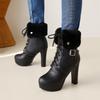 Women's High-heeled Short Boots Autumn and Winter New European and American Style Waterproof Table Thick-heeled Large-size Roman Short Boots