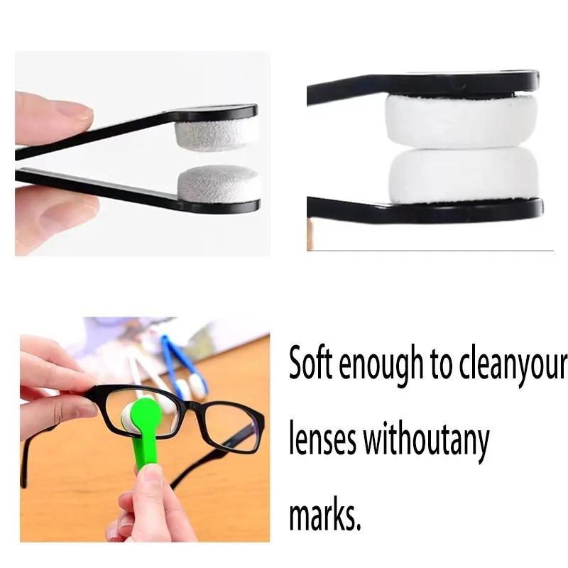 Portable Multifunctional Eyeglass Cleaning Wipe Green Microfiber Lens Brush for Sunglasses Glasses Compact Travel Scratch Free T