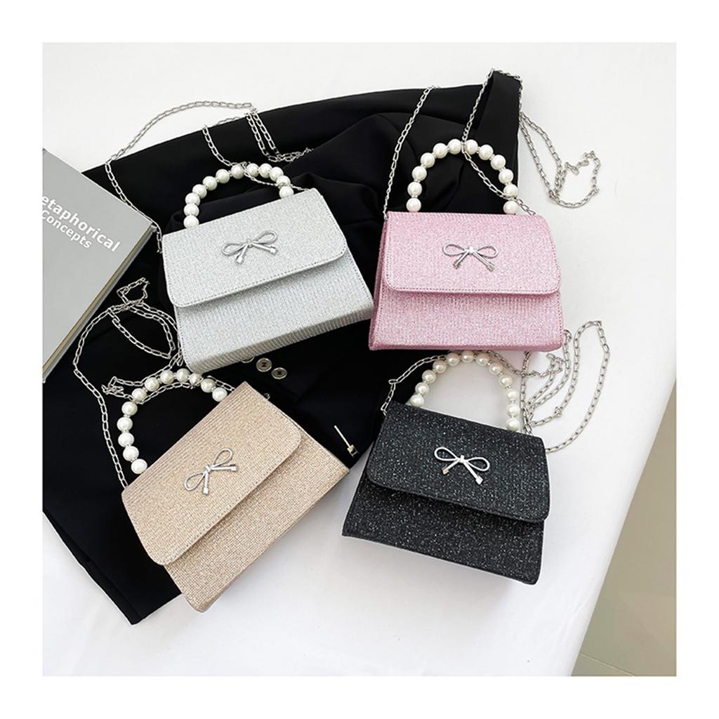 Pink Tote Bowknot Bags Women Single Shoulder Crossbody Bags Niche Fashion Cute Small Square Bag