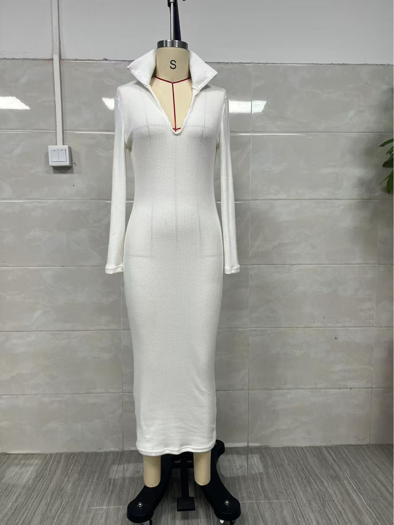 2025 Autumn/Winter European British Style Slim-fit Belted Mid-length Bodycon Dress L