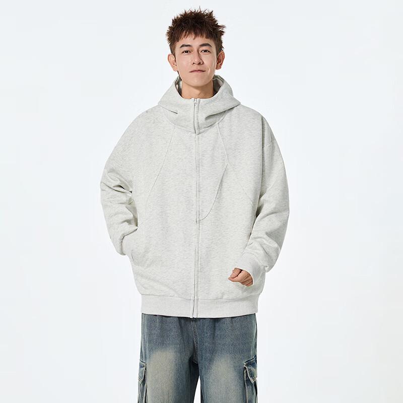 TOM ADAM American Deconstructed Patchwork Heavyweight Hooded Zip-Up Sweatshirt