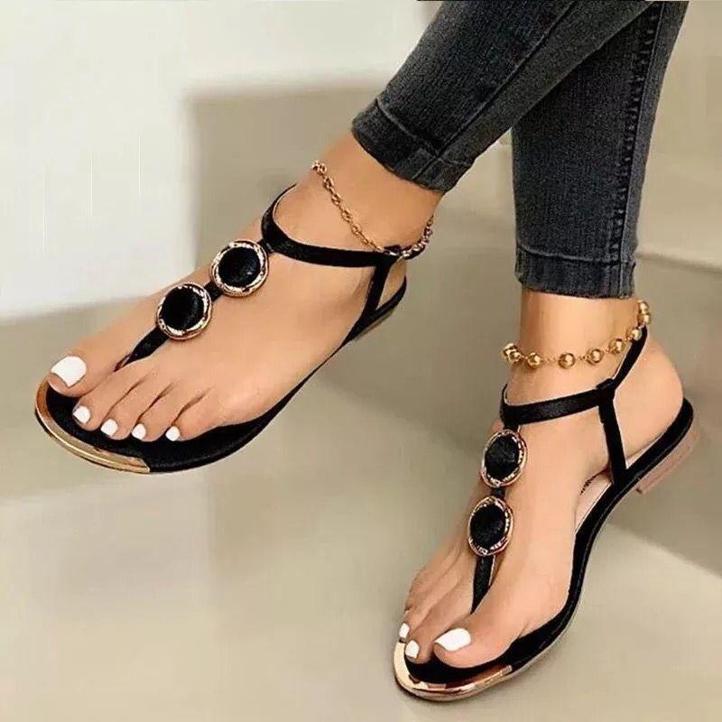 Summer new wish casual flat beaded toe beach sandals women-4nals