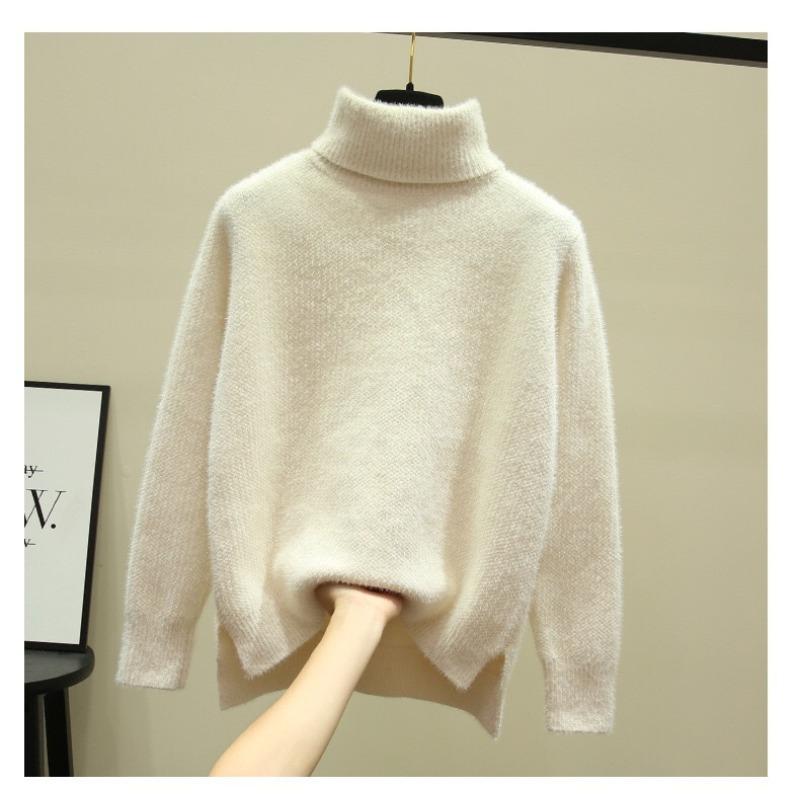 

DAFIFY Женская мода повседневная осень-зима однотонный принт длинный рукав высокий ворот свитера Size: One Size