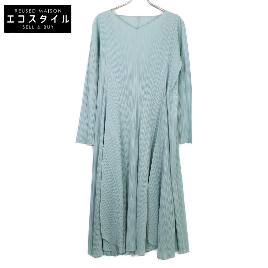 PLEATS PLEASE Light Green PP13-JH166 21AW Pleated Dress dress 4 blueUsed