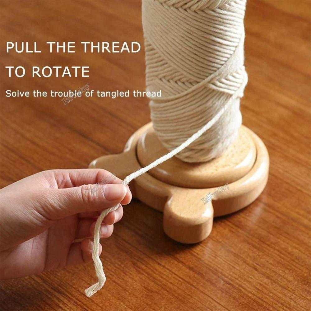 Rotating Thread Spool Spinning Yarn Stand Embroidery Thread Organizer Wooden Yarn Holder  Crochet