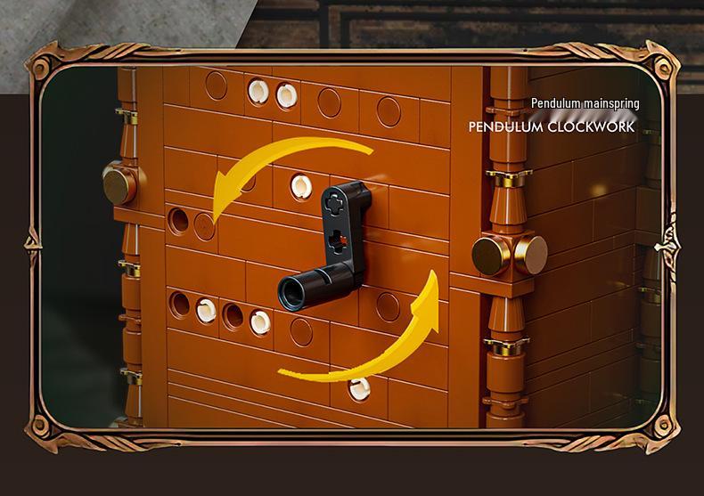 High-Density Retro Pendulum Clock Compatible with LEGO Model Assembly, Nostalgic Gift for Men and Women