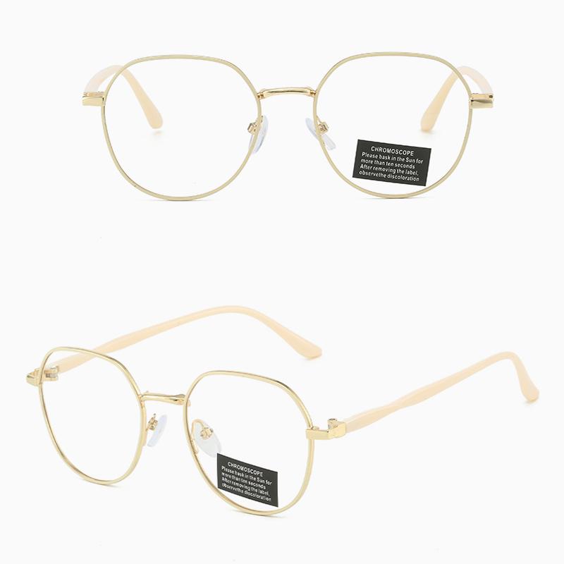 Photochromic Anti Radiation Eyeglasses For Women/Men Milk Tea Color Anti-blue Glasses Frame Anti rad Sun Adaptive Glass Metal Round Female Sunglasses