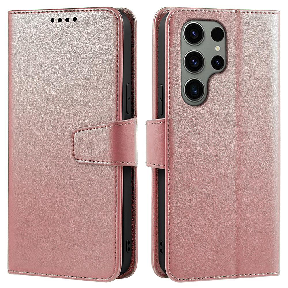 

For Samsung Galaxy S25 Ultra Case Stand Card Holder Wallet Leather Phone Cover Rose Gold