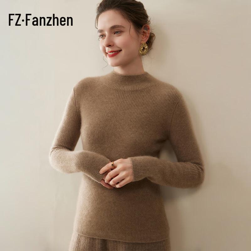 Fanzhen Women's Thickened 100% Cashmere Turtleneck Sweater