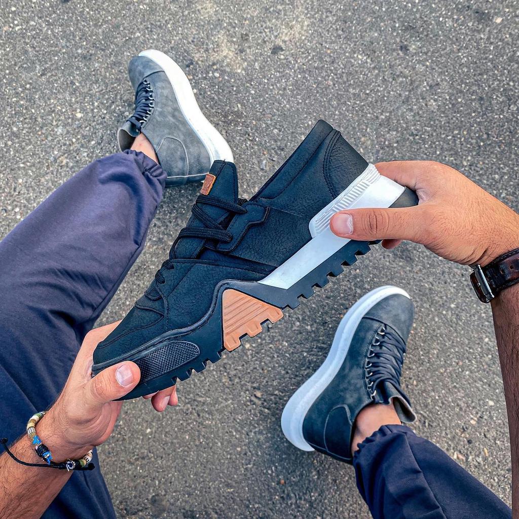 Chekich Men Footwear Gumshoes Anthracite White and Black Lace Up Faux Leather Mixed Color Spring Fall Seasons Breathable Casual Walking Footwear CH067