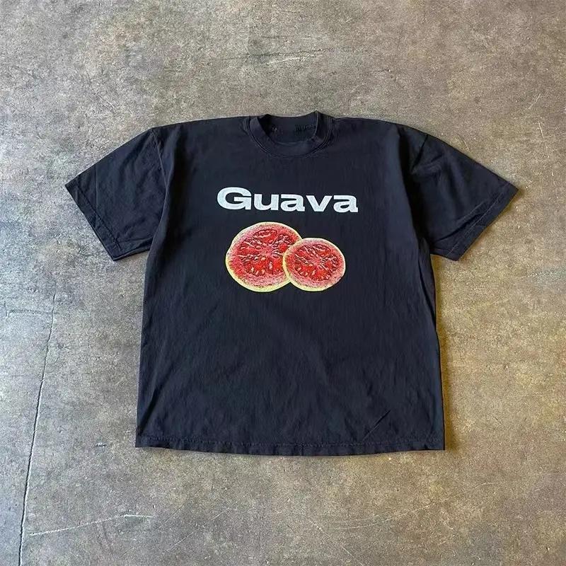Guava Letter Print Tshirt Soft Cotton Tropical Summer Fruit Aesthetic Vintage Oversized Short Sleeve Fashion Tops